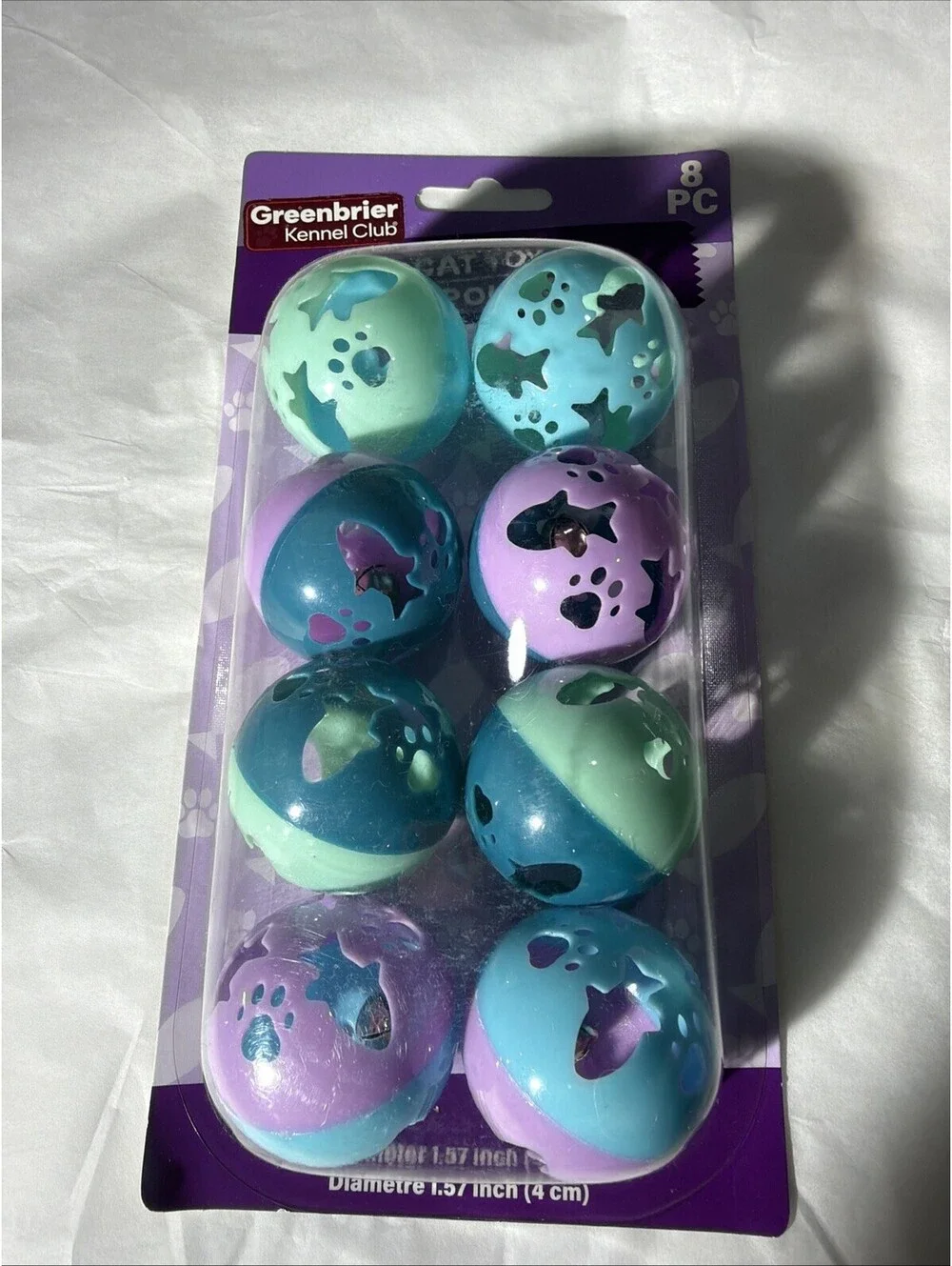 Greenbrier Kennel Club Cat Toy Balls with Bell -1ea 6-Pack-Brand New-SHIP 24 HRS